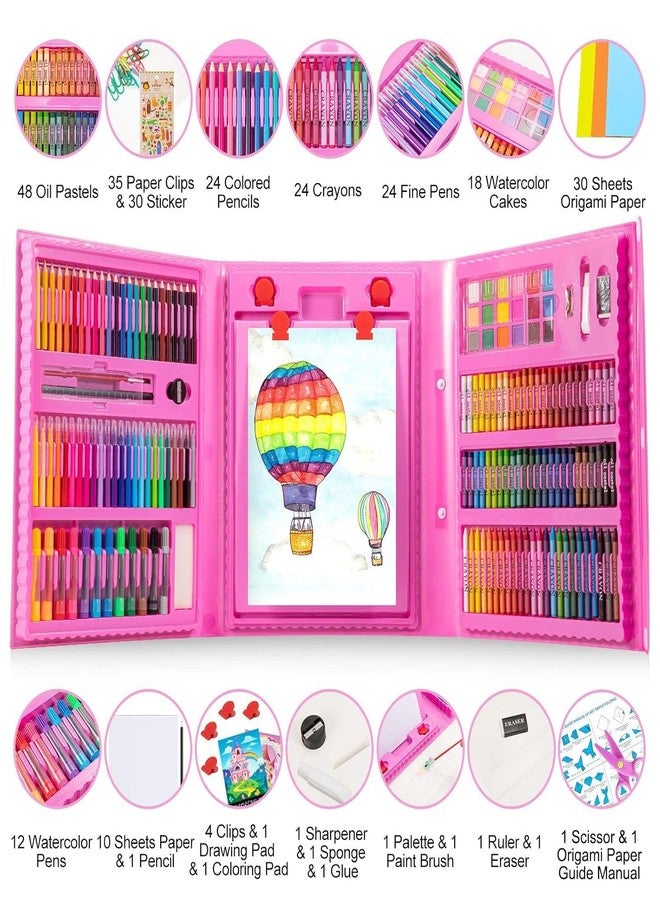Nuvex Art Set 208 Pcs Drawing & Painting Kit for Kids, Complete Art Set with Crayons, Colored Pencils, Markers, Oil Pastels, Watercolors, Drawing Pad, Coloring Book & Trifold Easel, Gift for Kids - Image 2